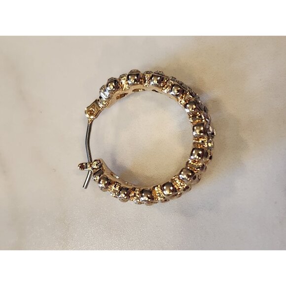 Dana Buchman Gold-Tone Crystal-Embellished Hoop Earrings - Picture 5 of 6